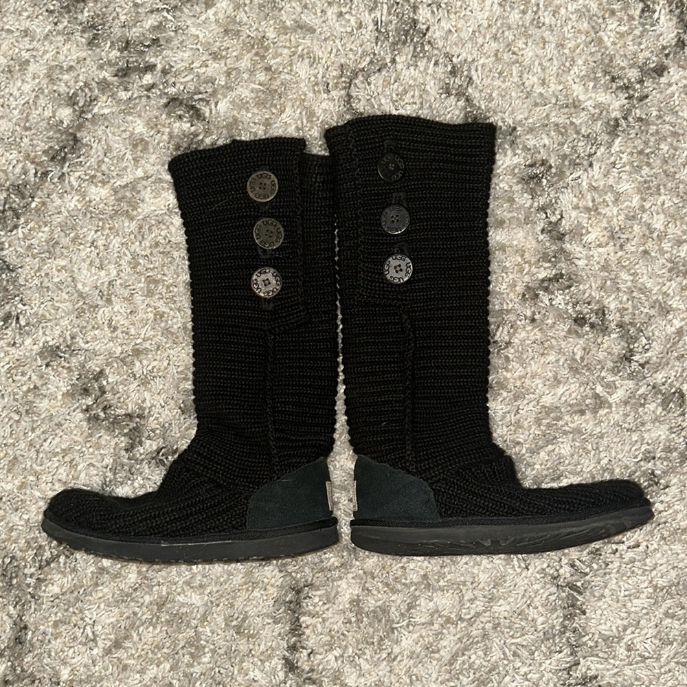 Black Knit Ugg Boots with 3 Buttons - Picture 2 of 5